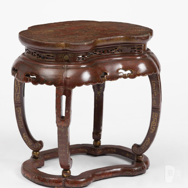 A red and gold lacquer stool, - 图3